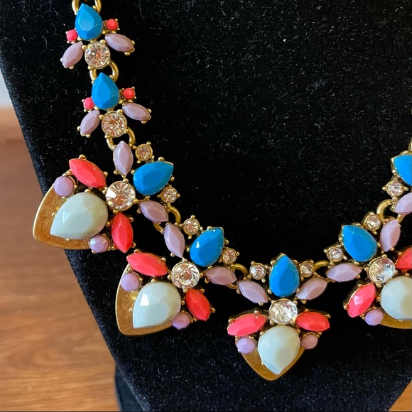 J.Crew Crystal Floral Statement Necklace - Multi Neon - Picture 2 of 5